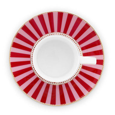Pip Studio Love Birds Medallion Cup & Saucer - Red & Pink